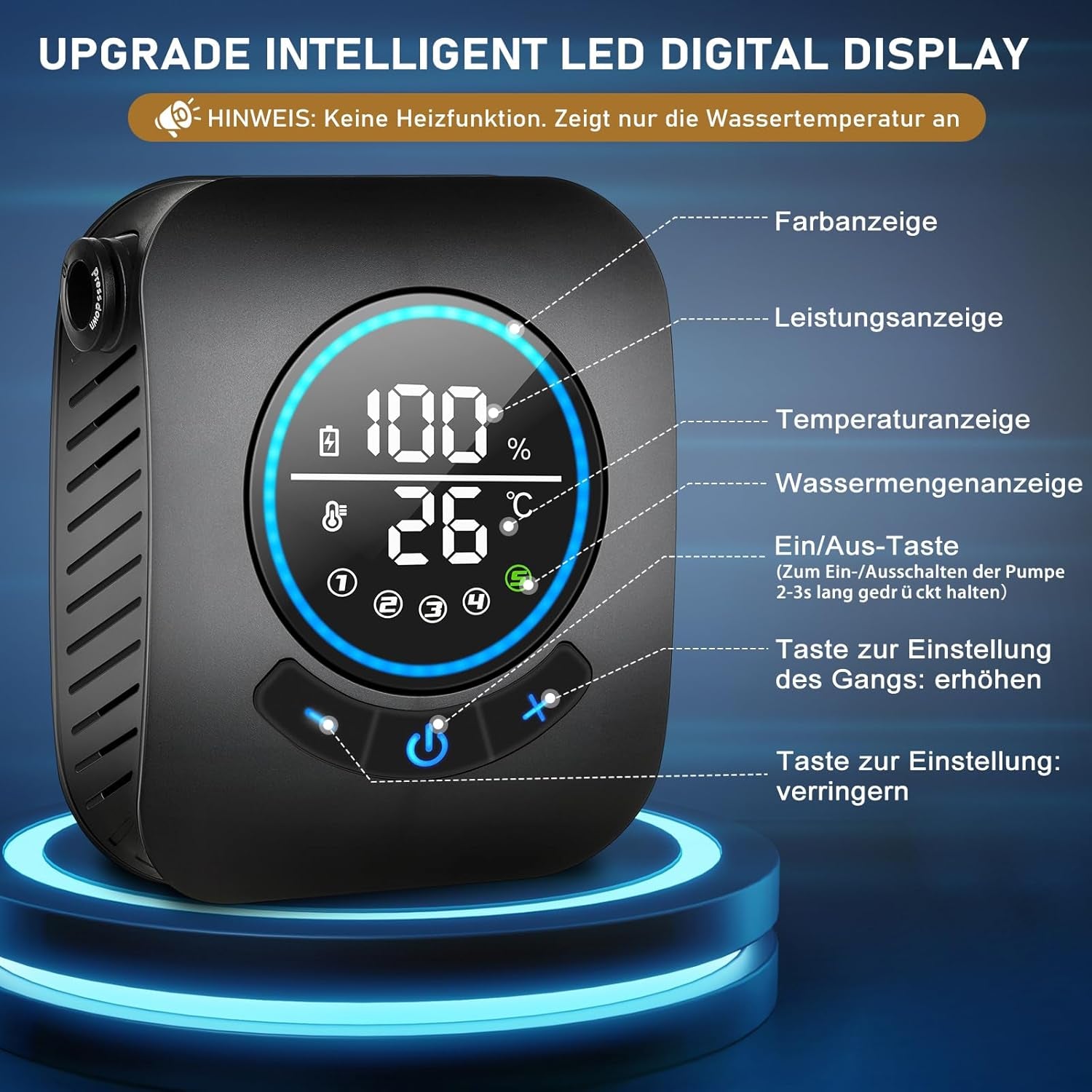 Camping Dusche, [8000Mah] Campingdusche Tragbare Mit Pumpe Und Temperaturanzeige, Mobile Dusche Outdoor Set Mit Duschkopf Und 2M Schlauch Für Camping Garten Autowaschen Strand Reisen Haustier