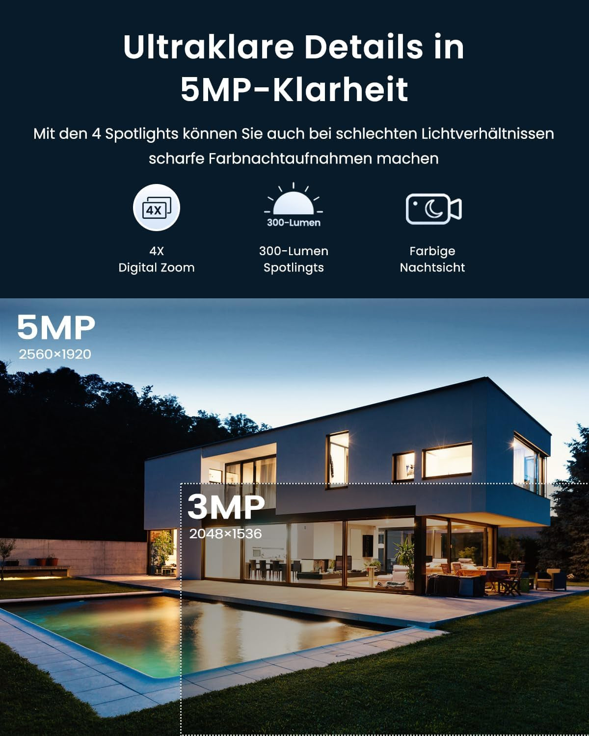 ANRAN 3K Überwachungskamera Aussen WLAN, 360° PTZ Kamera Überwachung Outdoor Mit Automatischer Verfolgung, 5MP Vollfarbige Nachtsicht, Zwei-Wege-Audio, P2 Max