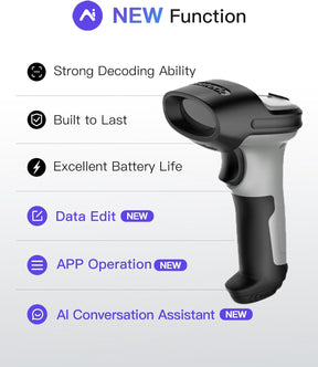 Inateck AI Barcode Scanner Bluetooth, Handheld USB Kabelloser 1D Scanner, Handscanner Mit APP Und SDK, 180 Tage Standby Mit Einer Ladung, Automatisches Schnelles Und Präzises Scannen, BCST-70 AI