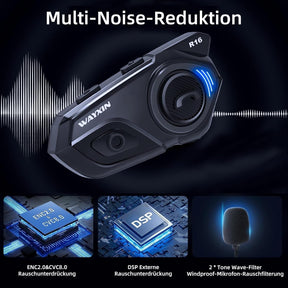 WAYXIN R16 Motorrad Bluetooth Headset –Motorradhelm -Intercom Mit Dual-Chip, Multi-Audio,Ip67 Wasserdicht, Musik Teilen & Fm-Radio, Für 6 Personen-Gruppe – Kompatibel Mit Anderen Marken