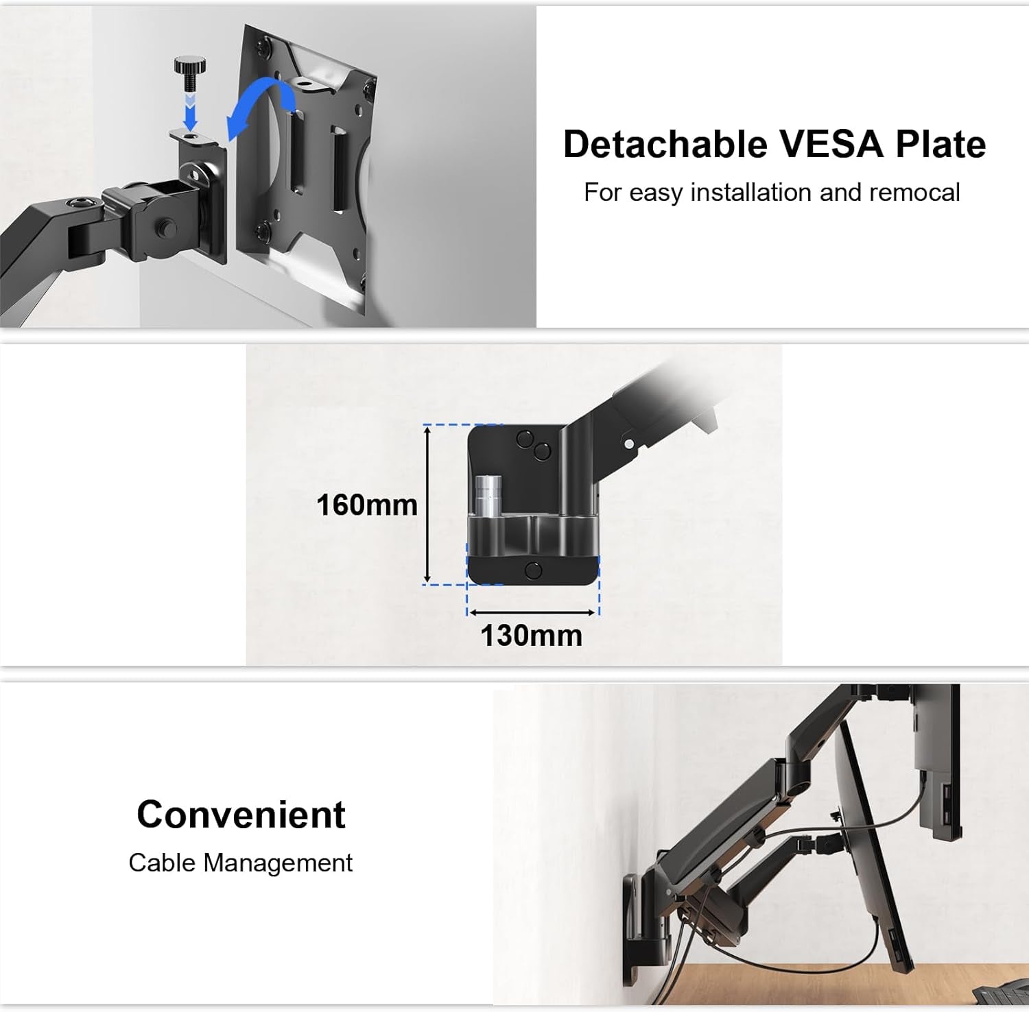 Monitor Wandhalterung 2 Monitore Für 17-32 Zoll Bildschirm, Monitorhalterung 2 Monitore Wand Mit Höhenverstellbar Neigbar Schwenkbar, Unterstützung Monitor Bis Zu 9 KG Pro Arm, VESA 75X75/100X100