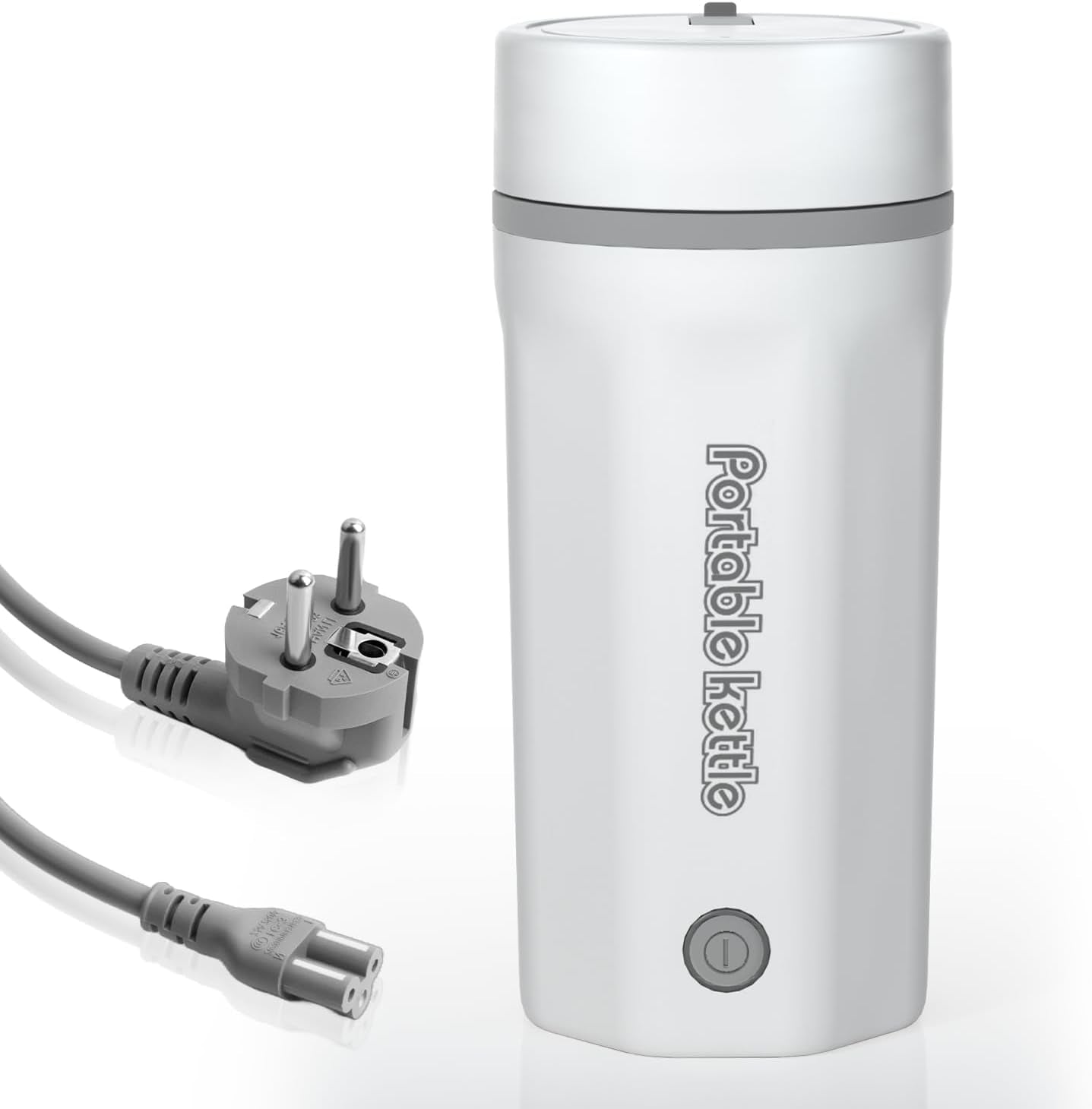 Elektrischer Reisewasserkocher Klein 500ML, Kleiner Wasserkocher Reise Schnelles Kochwasser Mini -Wasserkocher Tragbar 304 Edelstahl, Automatisches Schließen, for Tee, Kaffee, Babymilch,Elfenbeinweiß