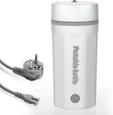 Elektrischer Reisewasserkocher Klein 500ML, Kleiner Wasserkocher Reise Schnelles Kochwasser Mini -Wasserkocher Tragbar 304 Edelstahl, Automatisches Schließen, for Tee, Kaffee, Babymilch,Elfenbeinweiß