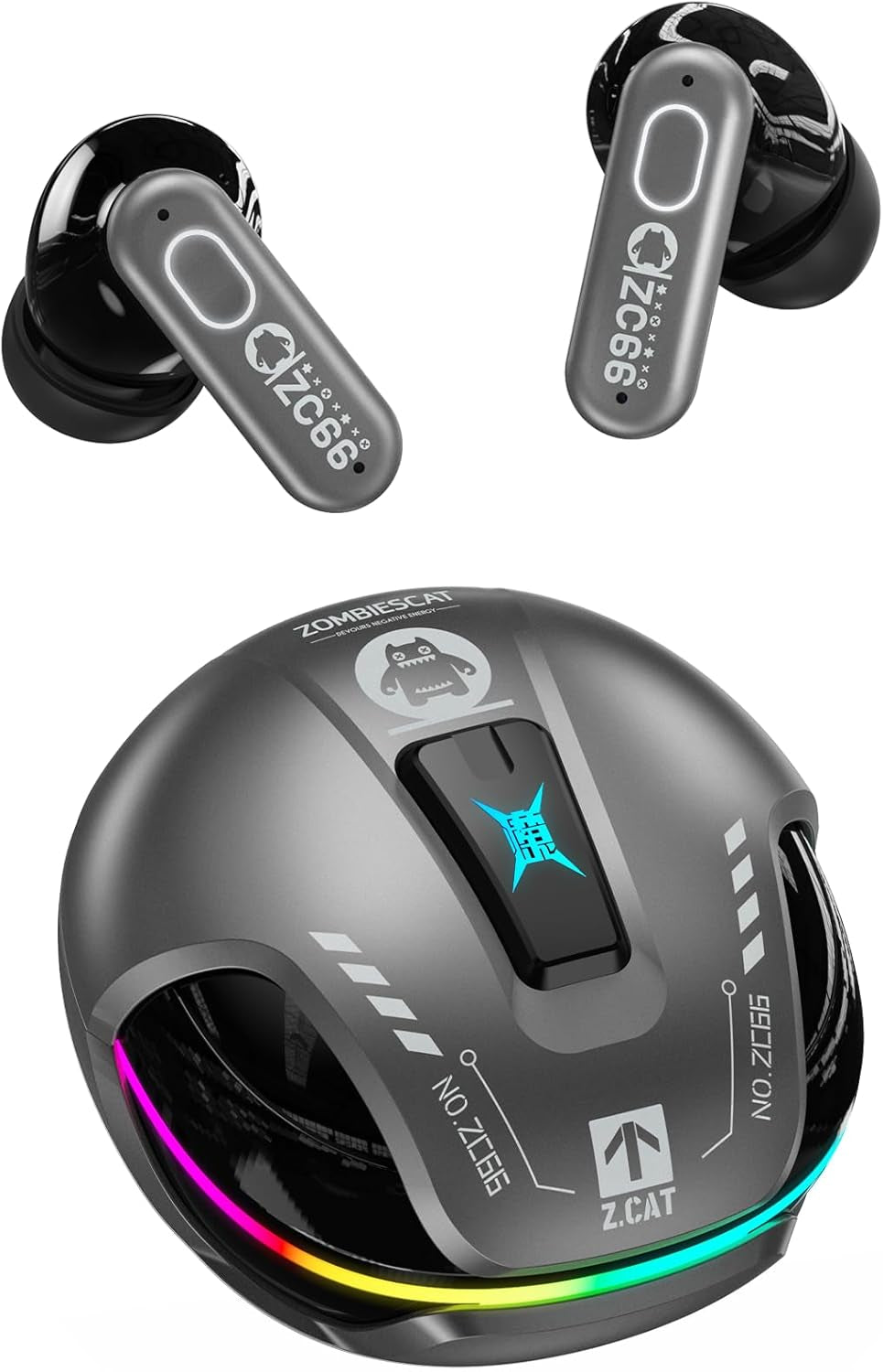 Kopfhörer Kabellos Bluetooth, Noise Cancelling Kopfhoerer, Bluetooth Kopfhörer Mit Tiefen Bässen, Kabellose Bluetooth 5.4, Rgb-Licht, in Ear Kopfhörer Für Android Ios, B5 Grau