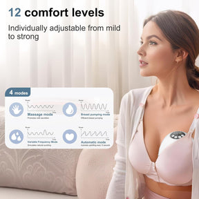 Elektrische Milchpumpe, Fmilchpumpe Handsfree, Mit Überlauffunktion Und Sprachansage, 4 Modi Und 12 Geschwindigkeiten Einstellbar, Geräuscharmer Betrieb Milchpumpe Elektrisch (Weiß)