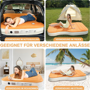 KMZ Suv-Luftmatratze Mit Eingebauter Pumpe Und 2 Kissen, Dickes Flockiertes PVC, Schnelle 90-Sekunden-Inflation, Tragbare Und Langlebige Auto-Luftmatratze Für Camping, Reisen, LKW