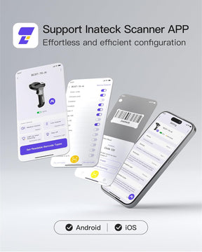 Inateck AI Barcode Scanner Bluetooth, Handheld USB Kabelloser 1D Scanner, Handscanner Mit APP Und SDK, 180 Tage Standby Mit Einer Ladung, Automatisches Schnelles Und Präzises Scannen, BCST-70 AI