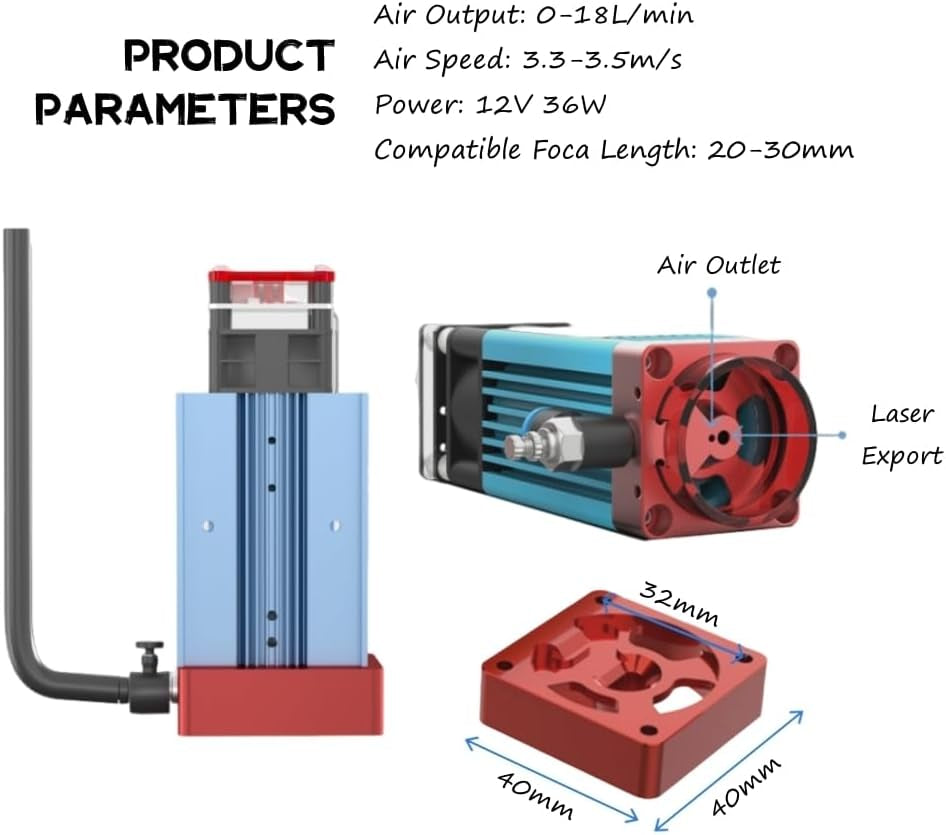 Air Assist Laser, 18L/Min Luftpumpe Für Lasergravierer Mit Speed ​​Control, Laserpumpe Für Gravur Schneide Maschine, Kompatibel Mit S9/S10/A5 PRO/A10 PRO/TTS-55 PRO, Luftstromkontroll