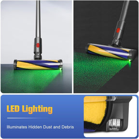 Softwalze Bodendüse Kompatibel Mit Dyson V7 V8 V10 V11 V15 Staubsauger | Ersatzbürste Mit LED | Staubanzeige-Funktion | Zubehör Für Quick Release-Turbobürste Für Hartboden