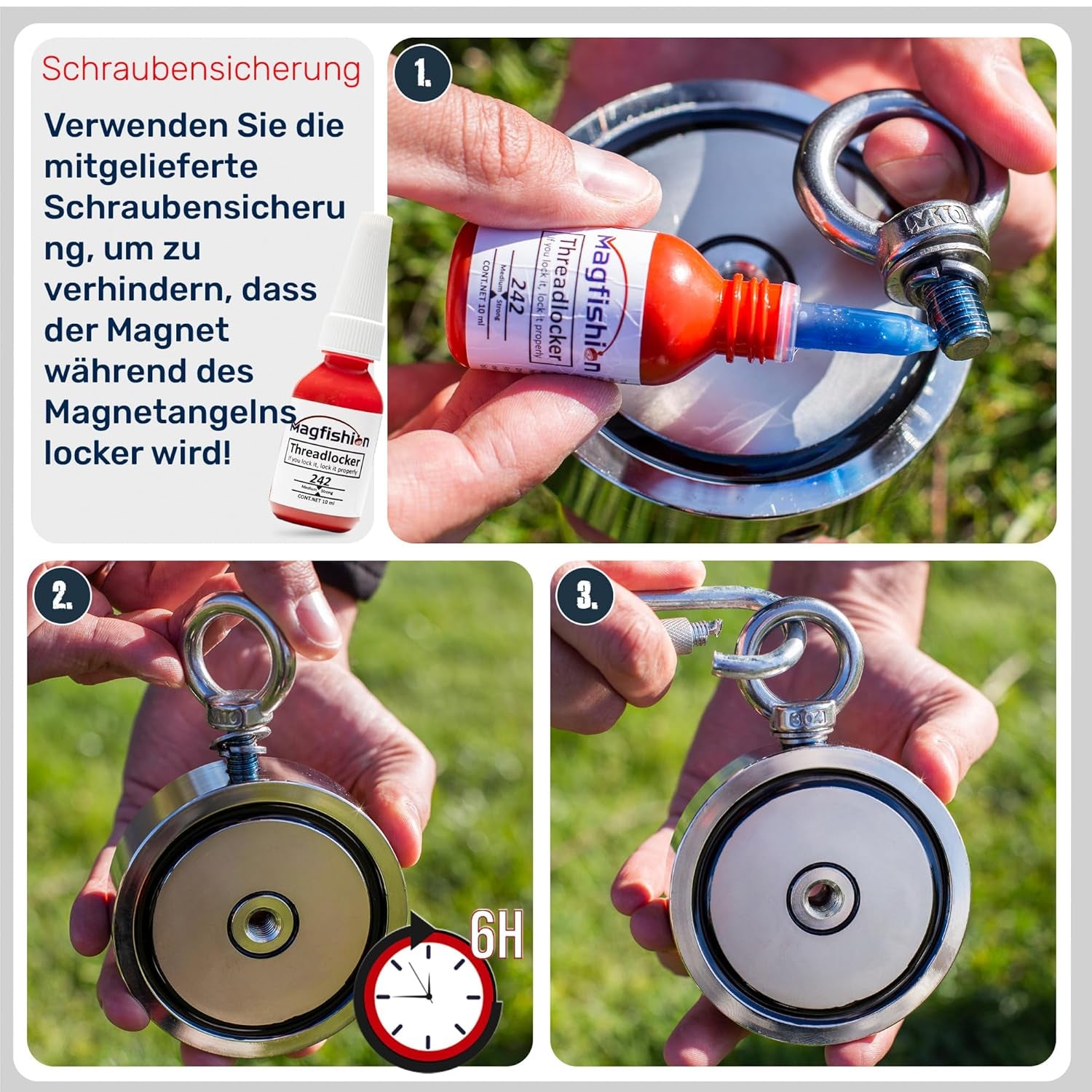 Magnetfischen Set - 250 KG - Ø75Mm - Neodym Magnet Mit Seil (20M) & Handschuhe - Magnet Fischen Angel - Ösenmagnet - Fishing Magnetangel - Magnetangeln Set