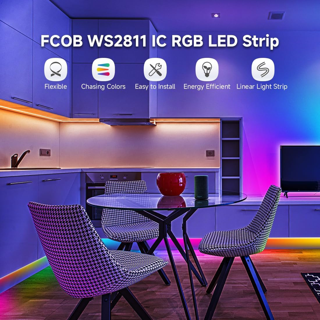 BTF-LIGHTING FCOB COB RGB WS2811 IC Adressierbares Led-Streifen DC24V 5M 864Leds/M 26W/M 12Mm Weiß PCB Chasing Farbe Flexibel Hohe Dichte Led-Band IP30 Nicht Wasserdicht (Nur Streifen)
