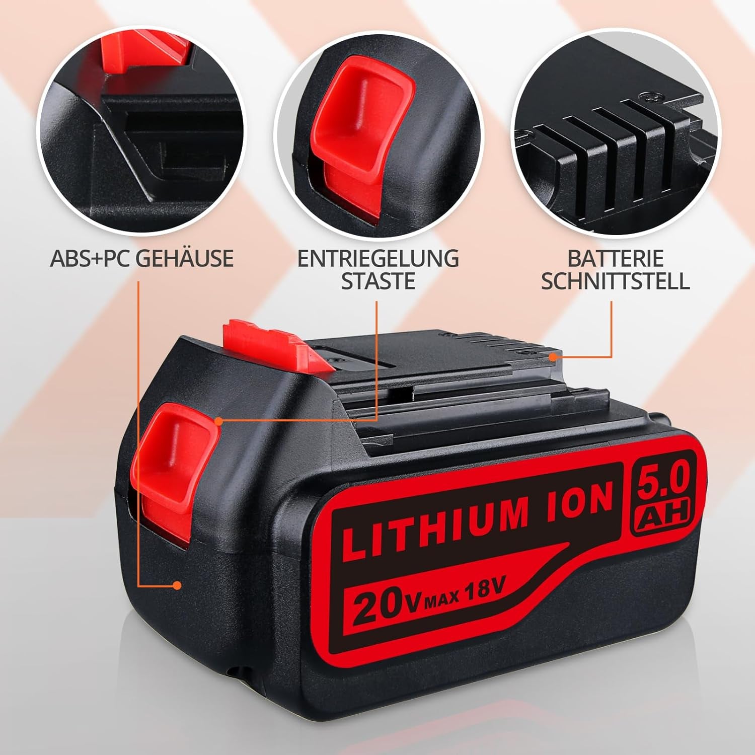 LB2X4020 20 V 5,0Ah Kompatibel Mit Black and Decker 20 V Akku Ersatz Für Black and Decker Akku Li-Ionen-Akku LBXR2020 LB2X4020-OPE LBXR20-OPE LBX4020 Für Kabellose Elektrowerkzeuge