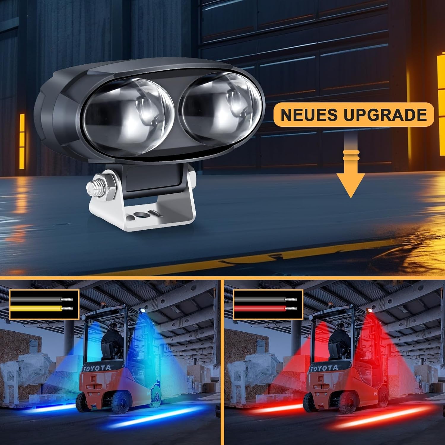 Dinfu 2Pcs 30W LED Gabelstapler Leuchtet Seitenleuchten Warnscheinwerfer Sicherheitswarnleuchte 12-80V Staplerwarnleuchte Für Autos Stapler Fahrzeug Rückwärtsfahre