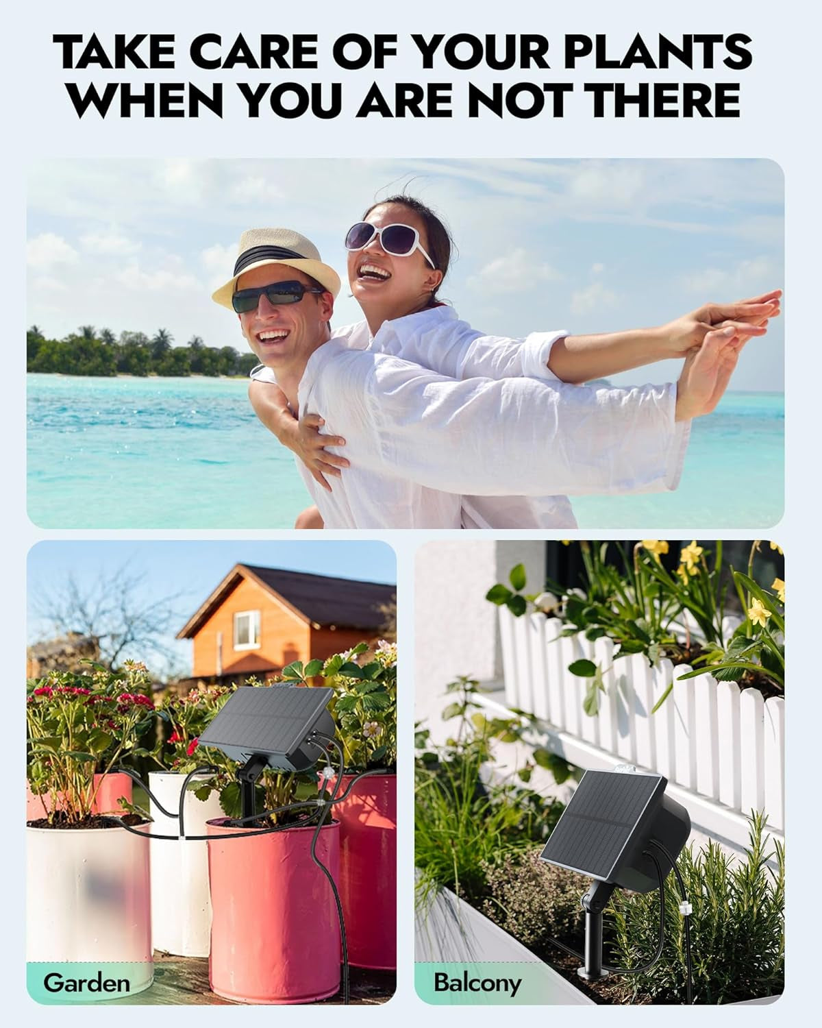 RAINPOINT Solar Bewässerungssystem, Automatische Bewässerungssystem Mit 121 Timer Modi, Solar Bewässerung Outdoor Für Topfpflanzen, Balkon,Garten, Gewächshaus, 2000 Mah Akku, 45L/H