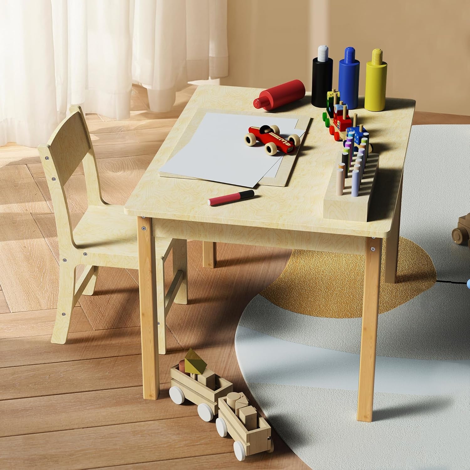 Holz Kinder Tisch- Und Stuhlset, Kleinkind Schreibtisch Und Stuhlset