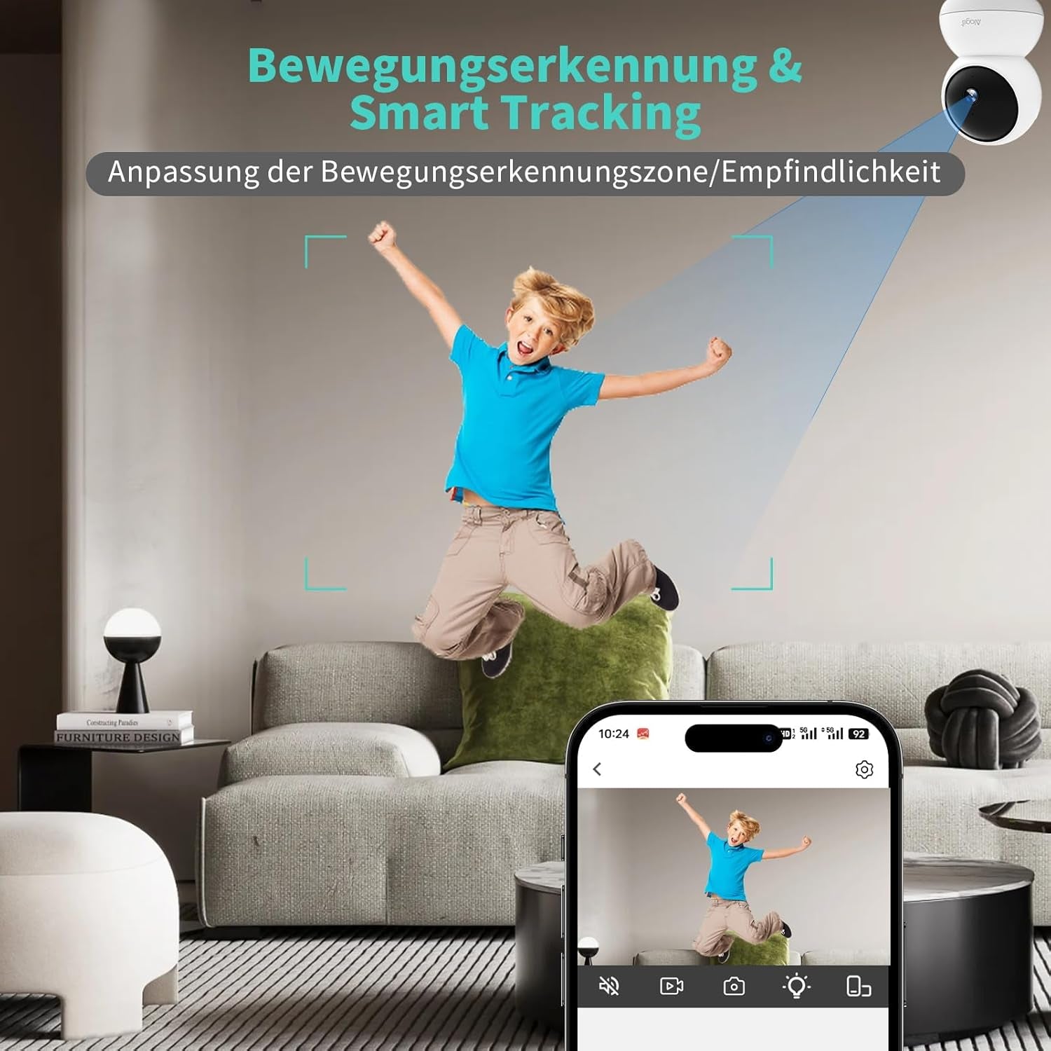 3K Überwachungskamera Für Den Innenbereich,360°,5G Und 2.4G Wlan,Bewegungserfassung,Nachtsicht,Zwei-Wege-Audio,Kompatibel Mit Alexa Und Google Assistant,Enthält 64G Tf-Karte