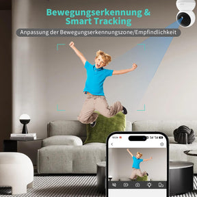 3K Überwachungskamera Für Den Innenbereich,360°,5G Und 2.4G Wlan,Bewegungserfassung,Nachtsicht,Zwei-Wege-Audio,Kompatibel Mit Alexa Und Google Assistant,Enthält 64G Tf-Karte