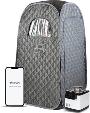 WILLOWYBE Tragbare Dampfbadsauna Mit Bluetooth-Steuerung, Dampfer, Körperzelt, Klappstuhl | Persönliches Heim-Spa