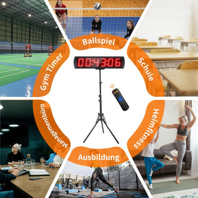 Countdown Timer, Stoppuhr Für Wettbewerbe, 5 Zoll Gym Timer Mit Stativ, Stoppuhr Sport Mit Fernbedienung, 6 Stelliges Digitales Led Display Digital Uhr, Stoppuhr Digital Für Home Gym Garage