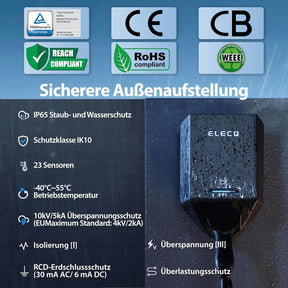 Wallbox 22Kw Mit APP & Zähler | Pv-Laden,Aktives Lastmanagement | 4G Wifi OCPP | Kompatibel 11KW Typ 2 E Auto Heimladestation | 3-Phasig,32A,Ev-Ladegerät Für Außenmontage Privat Zuhause & Firmen