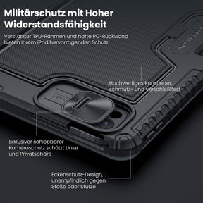 Nillkin Ipad Pro 13 Zoll (M4, 2024) Hülle Mit Tastatur, Robuste Tastaturhülle Mit Kamerabedeckung,Verstellbar, Abnehmbar,Magischem Trackpad, 7-Farben-Hintergrundbeleuchtung,Schwarz