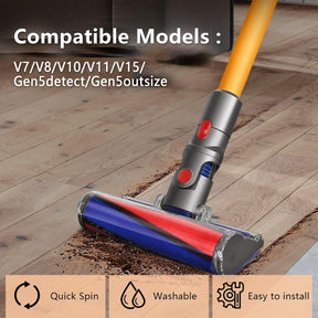 Softwalze Bodendüse Zubehör Für Dyson V8(SV10) V10(SV12) V11(SV14) V15 Staubsauger, Elektrischer Soft Roller Bürste Aufsatz Für Harte Böden