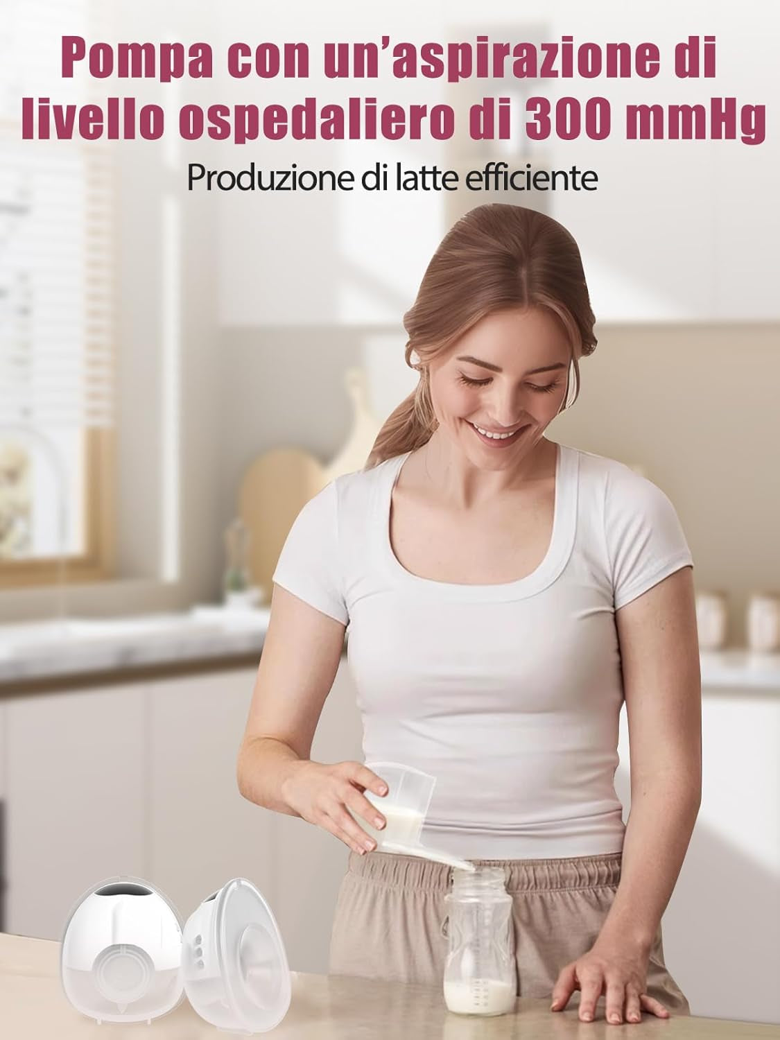 Lulia Milchpumpe Elektrisch, Tragbare Elektrische Milchpumpe Freihändig, 4 Modi Und 9 Stufen, Schmerzlos, Starke Absaugung, Geräuscharm, BPA Frei, Mit 17/19/21/24MM Flansche (Weiß, 1 Stück)