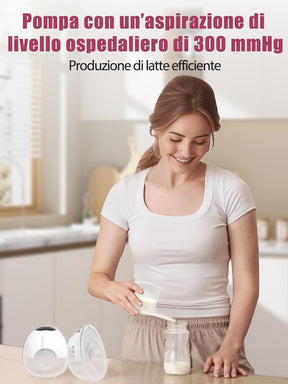 Lulia Milchpumpe Elektrisch, Tragbare Elektrische Milchpumpe Freihändig, 4 Modi Und 9 Stufen, Schmerzlos, Starke Absaugung, Geräuscharm, BPA Frei, Mit 17/19/21/24MM Flansche (Weiß, 1 Stück)