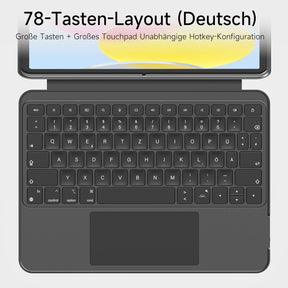 HOU Ipad 11. A16/10. Generation Case Mit Tastatur, Drehbare Und Abnehmbare Tastatur Für Ipad 11''/10, Elastische Stifthalterung, Vollschutzhülle, 7-Farben Hintergrundbeleuchtung, Multi-Touch Trackpad