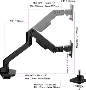 ARES WING Monitor Halterung Für 17 Bis 49 Zoll Bildschirme, Monitor Arm Mit Gasfeder, Verstellbarer Monitorständer Für 20Kg Computer Bildschirme, Monitorhalterung VESA 75/100 Mm,Schwarz
