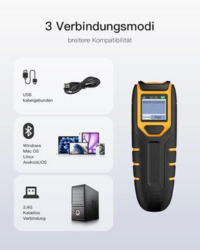 Inateck Barcode Scanner Bluetooth, 1D 2D QR Code Scanner Kabellos 2.4Ghz, Tragbarer Kabelloser Barcode-Scanner Mit Bildschirm, Handscanner Mit APP Und SDK, BCST-47