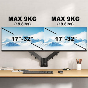 Monitor Wandhalterung 2 Monitore Für 17-32 Zoll Bildschirm, Monitorhalterung 2 Monitore Wand Mit Höhenverstellbar Neigbar Schwenkbar, Unterstützung Monitor Bis Zu 9 KG Pro Arm, VESA 75X75/100X100