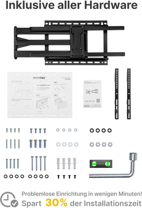 Montek Langarm-Tv-Wandhalterung Für Die Meisten 43-80-Zoll-Fernseher, Ausziehbare 42-Zoll-Tv-Wandhalterung, Schwenk- Und Neigbar, Passend Für Max. VESA 600 X 400 Mm, Bis Zu 50 Kg