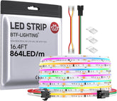 BTF-LIGHTING FCOB COB RGB WS2811 IC Adressierbares Led-Streifen DC24V 5M 864Leds/M 26W/M 12Mm Weiß PCB Chasing Farbe Flexibel Hohe Dichte Led-Band IP30 Nicht Wasserdicht (Nur Streifen)