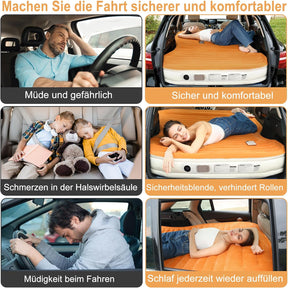 KMZ Suv-Luftmatratze Mit Eingebauter Pumpe Und 2 Kissen, Dickes Flockiertes PVC, Schnelle 90-Sekunden-Inflation, Tragbare Und Langlebige Auto-Luftmatratze Für Camping, Reisen, LKW