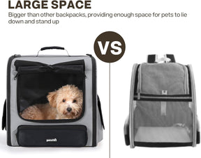 Pecute Große Katzen Rucksack Tragetasche Für Katzen & Kleine Hunde, Belüfteter & Robuster Haustier Rucksack Für Wandern, Camping, Reisen Leichtes, Ergonomisches Design, Grau