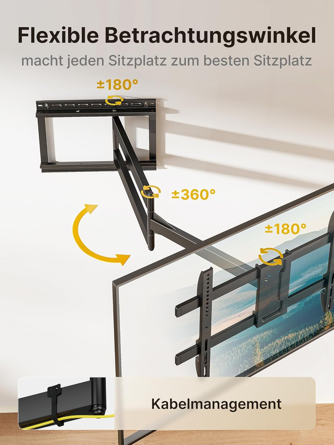 Montek Langarm-Tv-Wandhalterung Für Die Meisten 43-80-Zoll-Fernseher, Ausziehbare 42-Zoll-Tv-Wandhalterung, Schwenk- Und Neigbar, Passend Für Max. VESA 600 X 400 Mm, Bis Zu 50 Kg