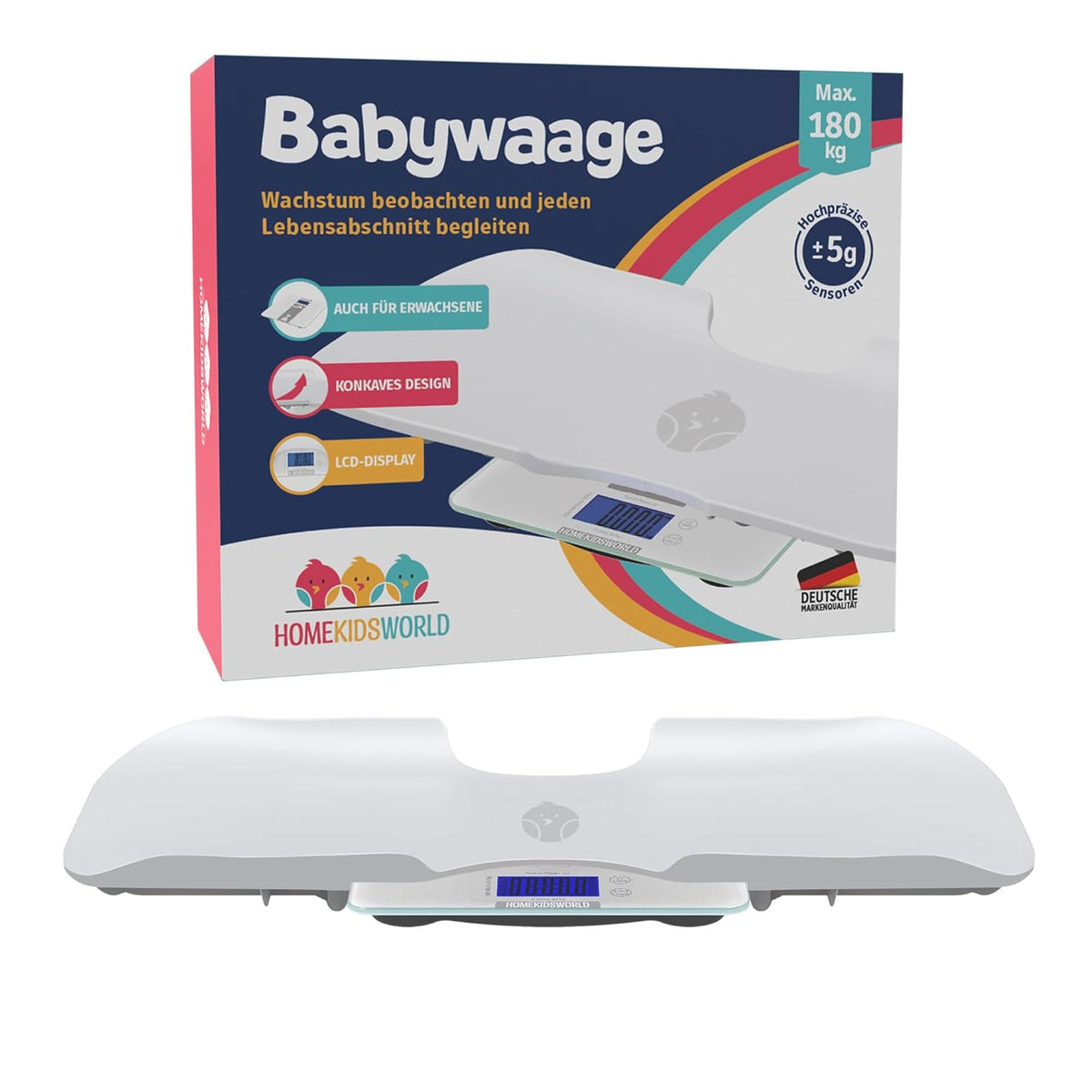 Homekidsworld Kombi-Waage Für Babys Und Erwachsene: Präzise Waage Für Babys Und Erwachsene, Personenwaage Digital Mit 50G Genauigkeit Von 0-180 Kg -, Körperwaage Ideal Für Neugeborene Als Babywaage