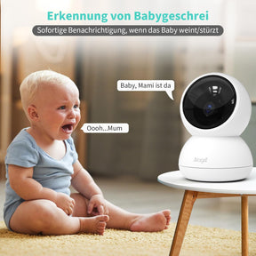 3K Wlan-Überwachungskamera, 360°, Nachtsicht, Bewegungserkennung, Zwei-Wege-Audio, 5G &2.4Ghz Wifi, Kompatibel Mit Alexa Und Google Home, Innenkamera, Weiß, Enthält 32G Tf-Karte