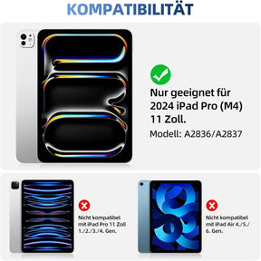 Magnetische Tastatur Hülle Für Ipad Pro 11″(2024 M4),Tastaturhülle Für Ipad Pro 11″ 5.Gen M4,Verstellbares Hoch-/Querformat,Multi-Touch-Trackpad Und 7-Farbige Beleuchtete Tastatur,Qwertz-Blau