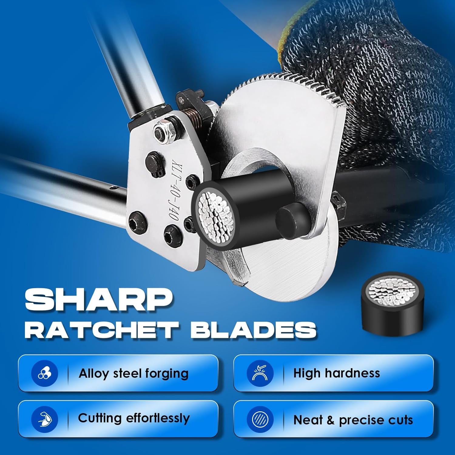 NEWTRY Ratschenkabel-Drahtschneider, Robust, Für Kupfer-Aluminium-Panzerkabel, Schneidet Bis Zu 300 Mm² Und 1000 Paar Kommunikationskabel Für Elektriker, Langlebig, Effizient, Einfache Handhabung