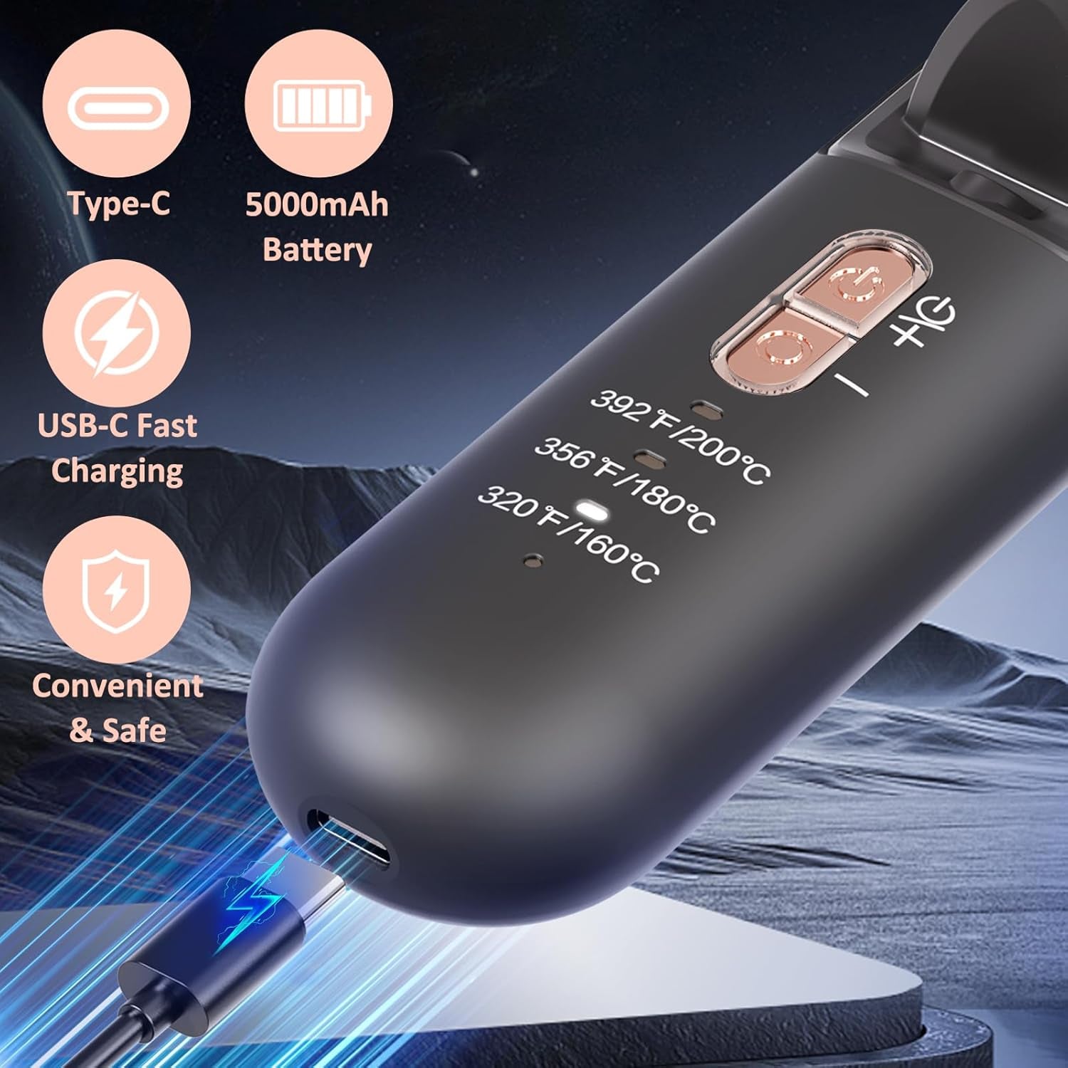 Glättbürste Kabellos,  Haarglätter Bürste 40 Millionen Negative Ionen Glättungsbürste Tragbar 5000Mah Glätteisen Für Reise Wiederaufladbare Mini Stylingbürste 3 Temperaturstufen Glättungskamm