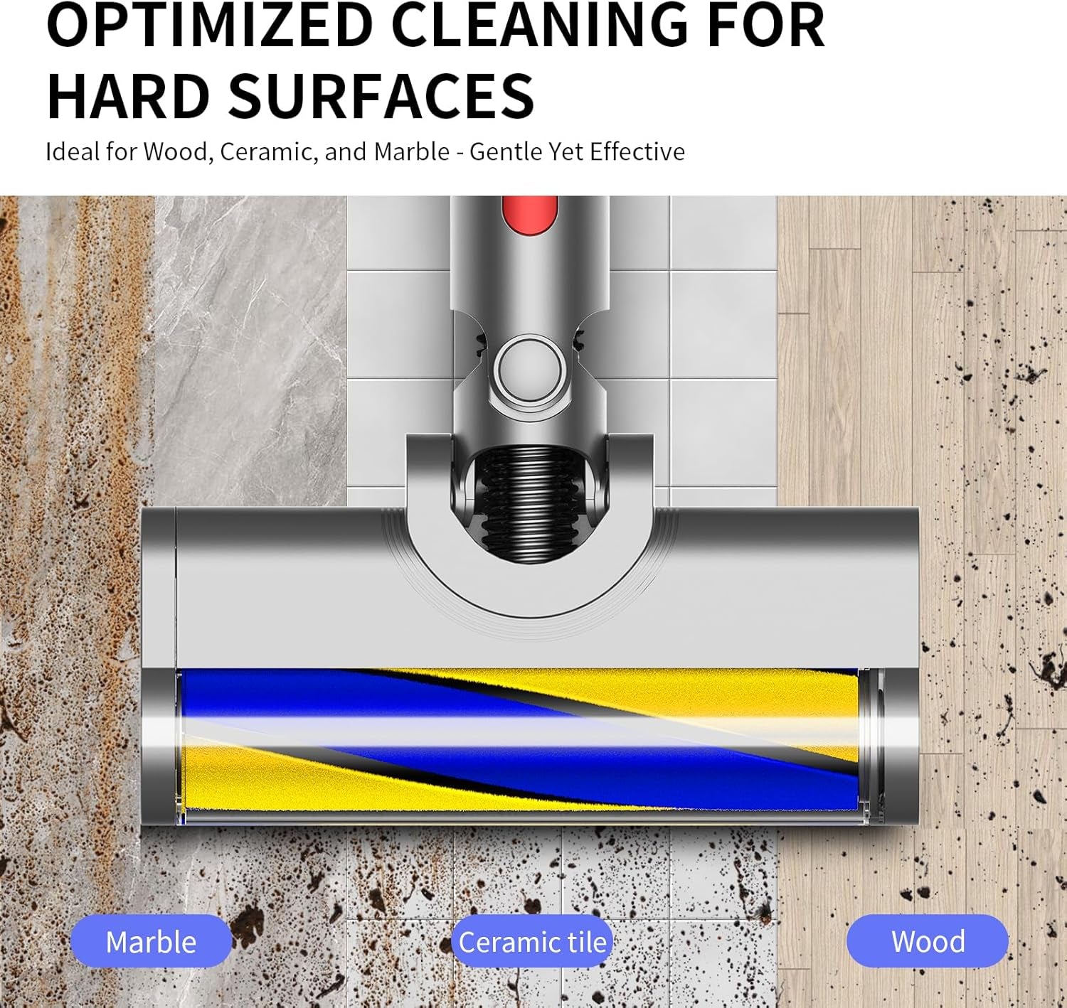 Bürstenaufsatz Hartboden-Aufsatz Für Dyson V12 Staubsauger Mit Staubdetektor-Licht, Ersatzteil Mit Weicher Walzenreinigung