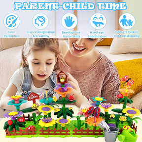 Cyiecw 332 PCS Blumengarten Spielzeug Ab 4 Jahre Mädchen,Kinder Blumen Bausteine,Diy Bouquet Sets Mit Aufbewahrungstasche,Garten Spielzeug Für Kinder Kunst Blumenarrangement Geschenk