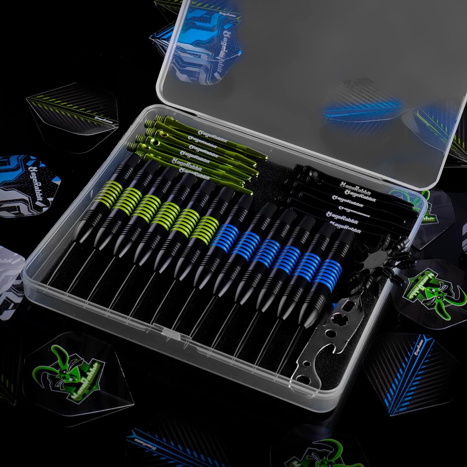 Dartpfeile Mit Metallspitze,12 Stück Steeldarts, 12 Aluminium Schaft Mit 24 Flights,Darts Zubehör. Profi Dartpfeile