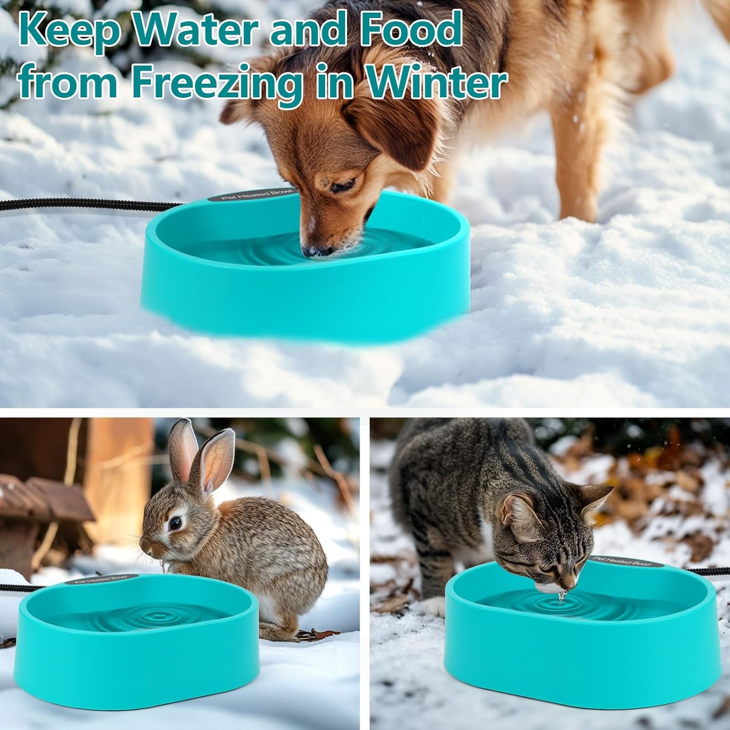 Beheizter Wassernapf Für Hunde, 3.7L Beheizter Haustiernapf, Beheiztes Frostschutz Tränkebecken, 2M Anti-Bite Kabel, Beheizbarer Wassernapf Für Hunde Katze Hasen Hühner Im Winter