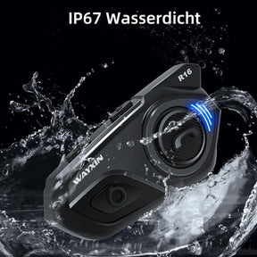WAYXIN R16 Motorrad Bluetooth Headset –Motorradhelm -Intercom Mit Dual-Chip, Multi-Audio,Ip67 Wasserdicht, Musik Teilen & Fm-Radio, Für 6 Personen-Gruppe – Kompatibel Mit Anderen Marken