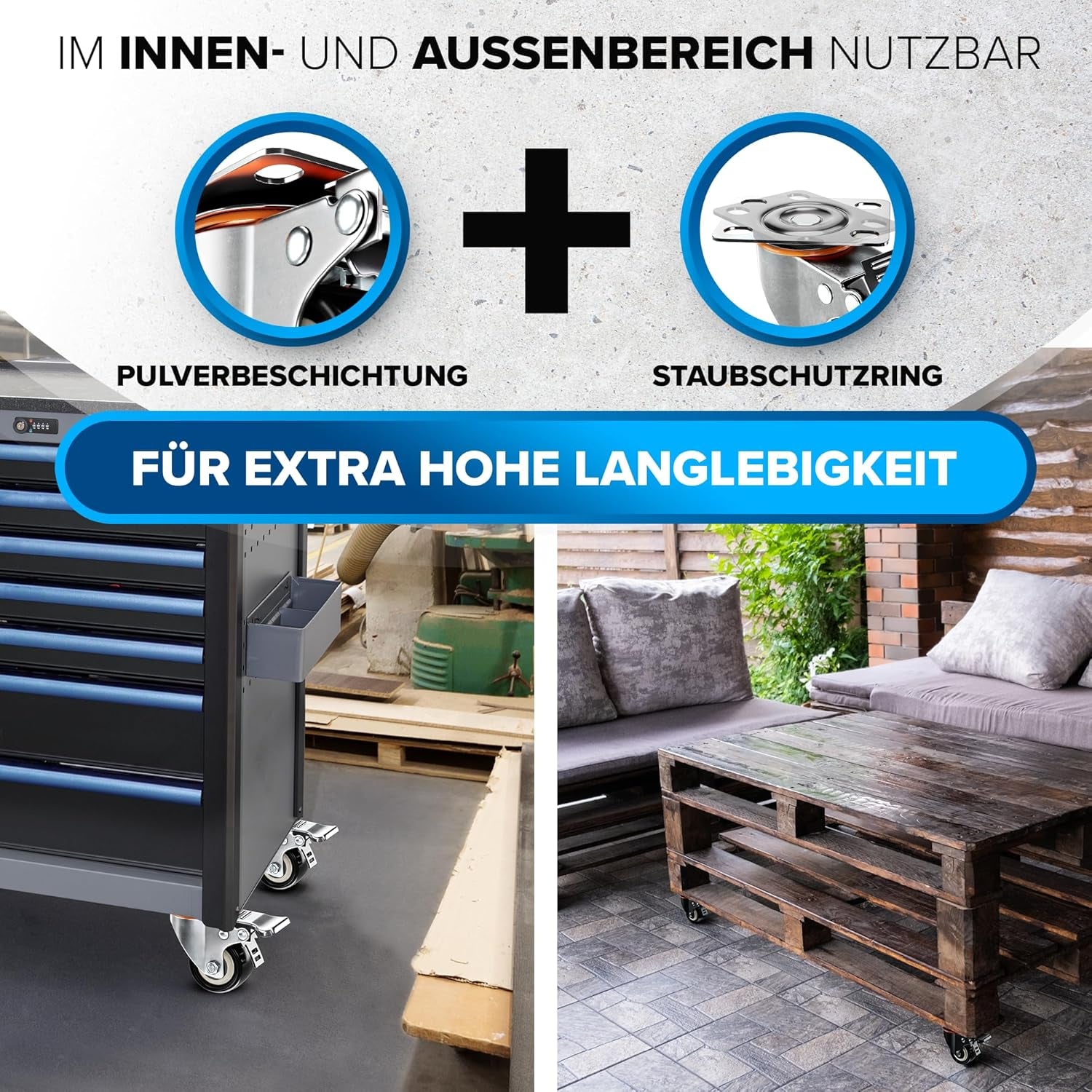 PEARWAY™ Premium Schwerlastrollen Bis 320Kg [4X Bremse] I Robuste Möbelrollen I Rollen Für Möbel I Lenkrollen 50Mm Für Innen & Außen I Transportrollen Schwerlast I Rollen Schwerlast I Möbel Rollen