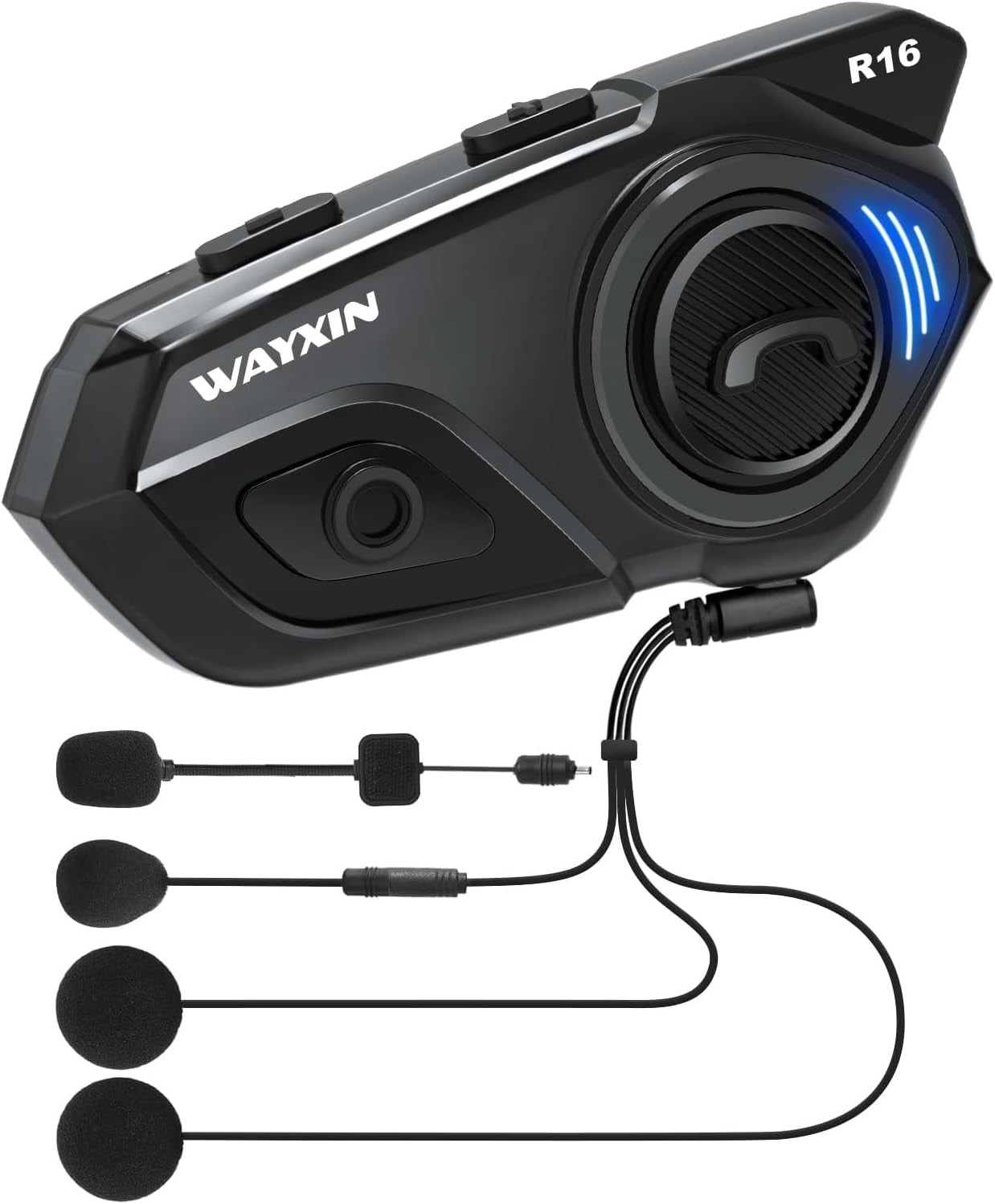 WAYXIN R16 Motorrad Bluetooth Headset –Motorradhelm -Intercom Mit Dual-Chip, Multi-Audio,Ip67 Wasserdicht, Musik Teilen & Fm-Radio, Für 6 Personen-Gruppe – Kompatibel Mit Anderen Marken