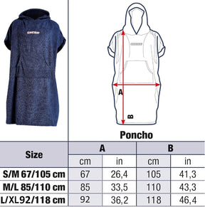 CRESSI Poncho Robe Blue Navy L/XL 92X118 Cm - Multifunktionaler Schutz Poncho Bademantel, Blau Navy, Unisex